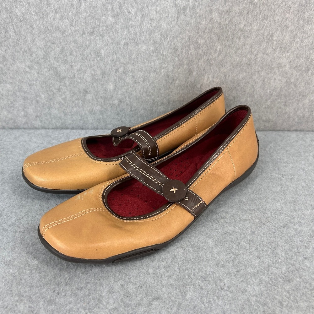 Naturalizer Womens Size 7 M Tan Brown Leather Mary Jane Shoes Square Toe Calva